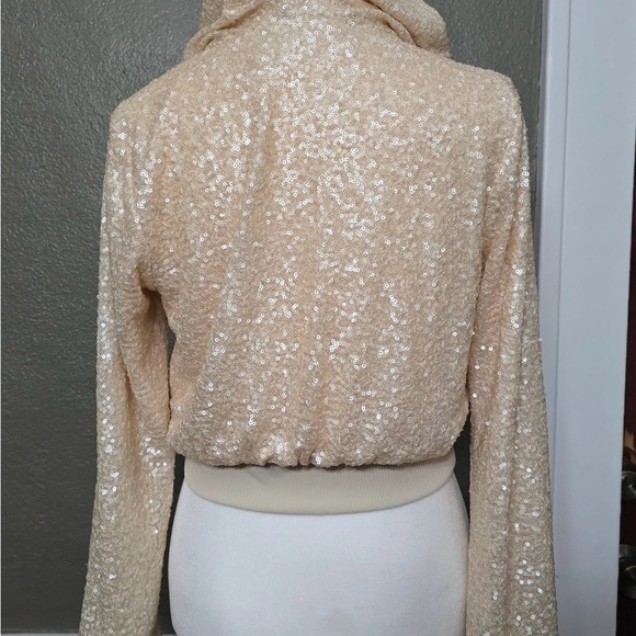 Susana Monaco Cream Sequin Full Zip NWT Women’s Small - Picture 3 of 6